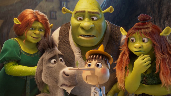Shrek characters look surprised, highlighting the "clean" animation style criticized in Shrek 5 teaser.