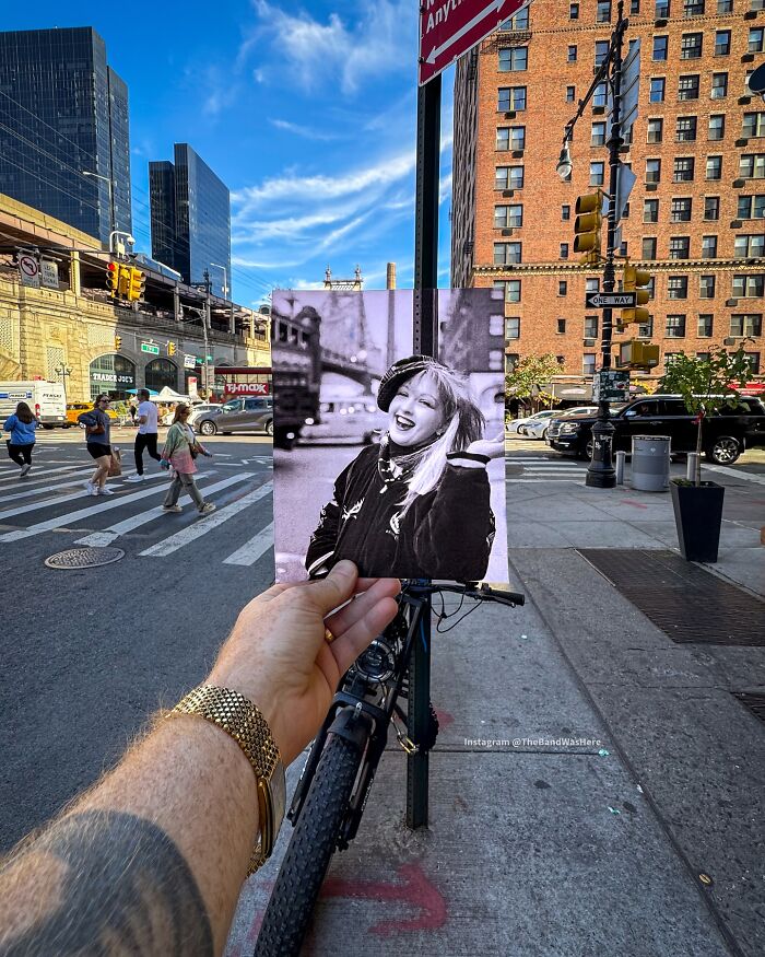 Iconic location with vintage photo overlay, showcasing the legend who made it famous.
