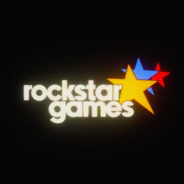 Retro 80s twist on Rockstar Games logo with colorful stars.