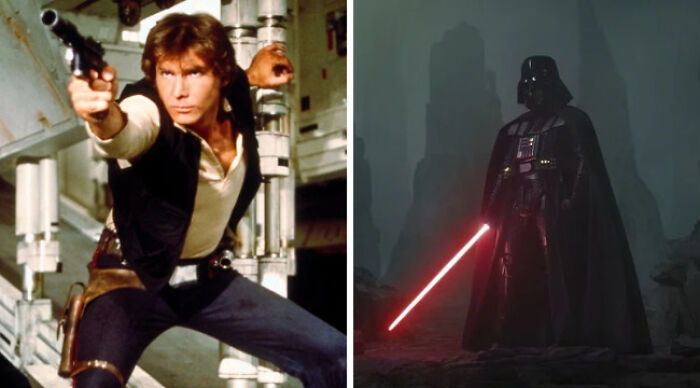 Han Solo and Darth Vader in Star Wars
