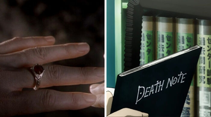 The ring in Lord of the rings and the anime death note