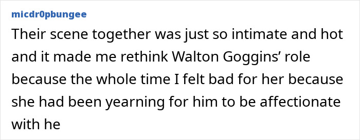 Text conversation discussing an intimate scene, with a mention of Walton Goggins.