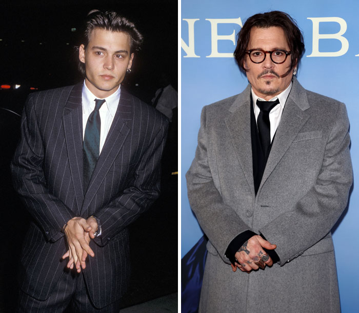 Actor's transformation from first to last red-carpet appearance, showcasing style evolution in suits.