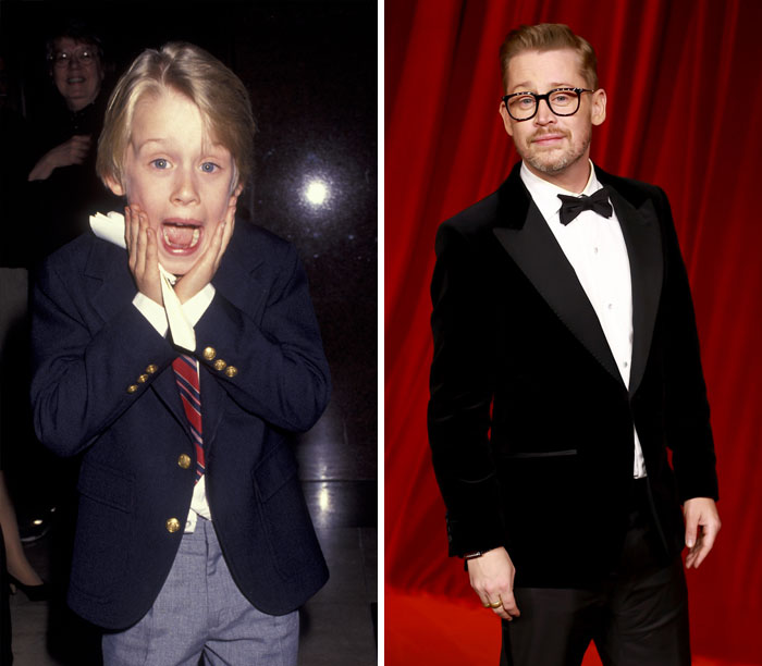 Actor's transformation from early red-carpet appearance to latest, showcasing style and age differences.