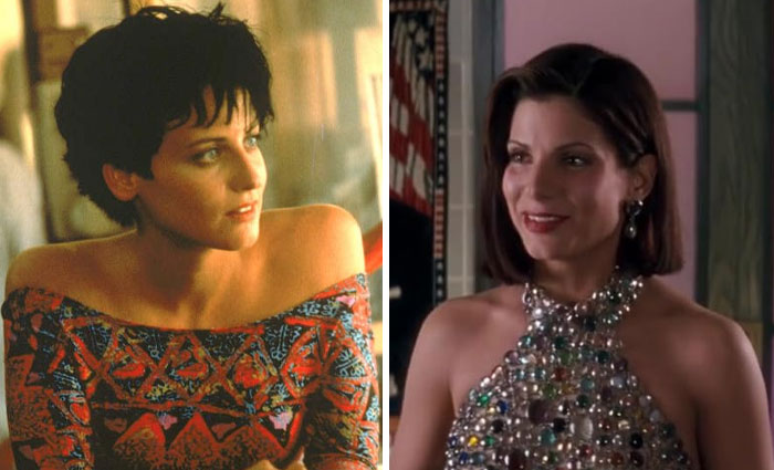 Two different actresses, showcasing actors replaced mid-production in distinct film scenes.