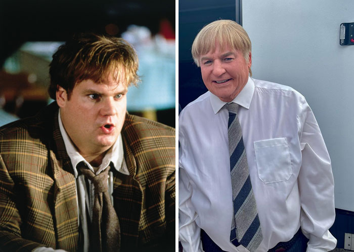 Two actors in different outfits, illustrating Actors Replaced Mid-Production in a comedic scene comparison.