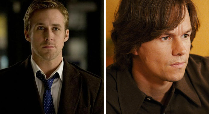 Actors replaced mid-production, two men in contrasting outfits and settings.