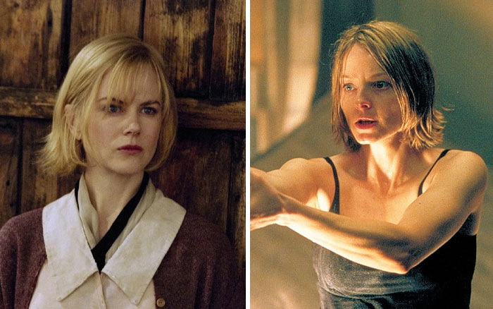 Two actresses in split image, showcasing actors replaced mid-production in different film scenes.