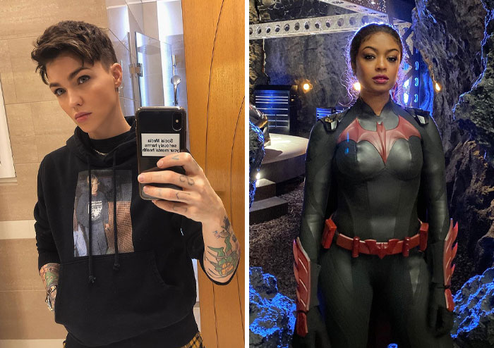 Actor replaced mid-production, with a side-by-side of the original and new performer in costume.