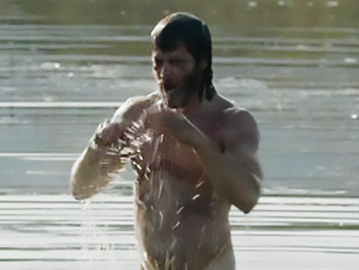 Chris Pine in a water scene, embracing authenticity by refusing prosthetics.