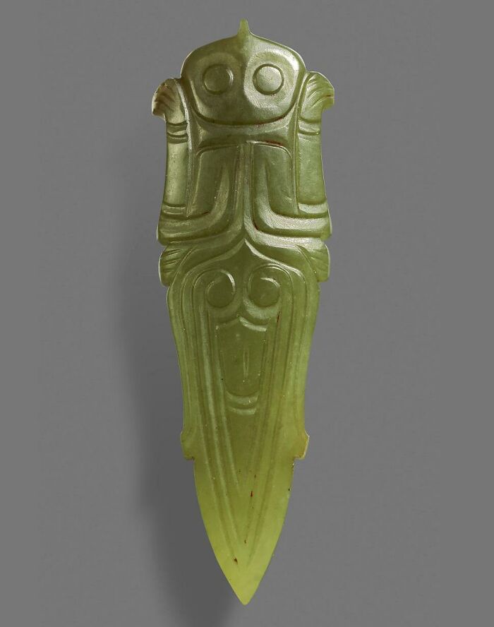 Jade Cicada With Traces Of Red Paint. China, Western Zhou Dynasty, 1045-771 Bc