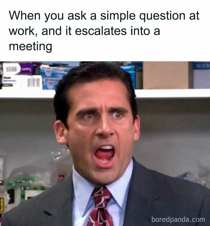 Man in a suit with a shocked expression, illustrating a relatable workforce meme.