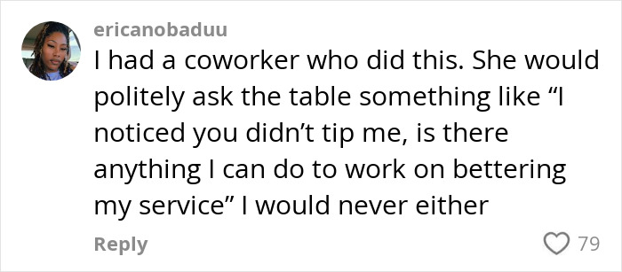 Comment discussing server asking customers about tipping, sparking a viral debate.