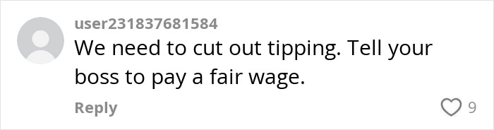 Comment on tipping debate, suggesting fair wages instead.
