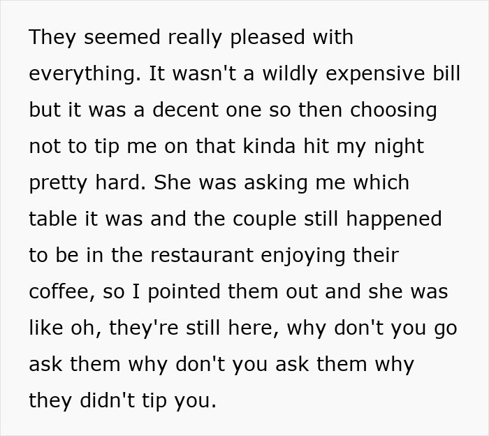 Text message from server about asking customers why they didn&rsquo;t tip.