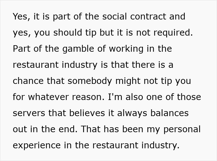 Text discussing the debate about servers asking customers why they didn't tip.