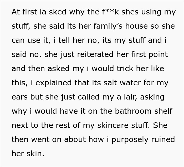 Text conversation about expensive skincare usage and regrets following unauthorized use.