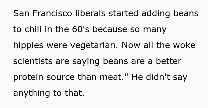 Text about San Francisco liberals, beans in chili, and woke scientists as part of a prank. Text about San Francisco liberals, beans in chili, and woke scientists as part of a prank.