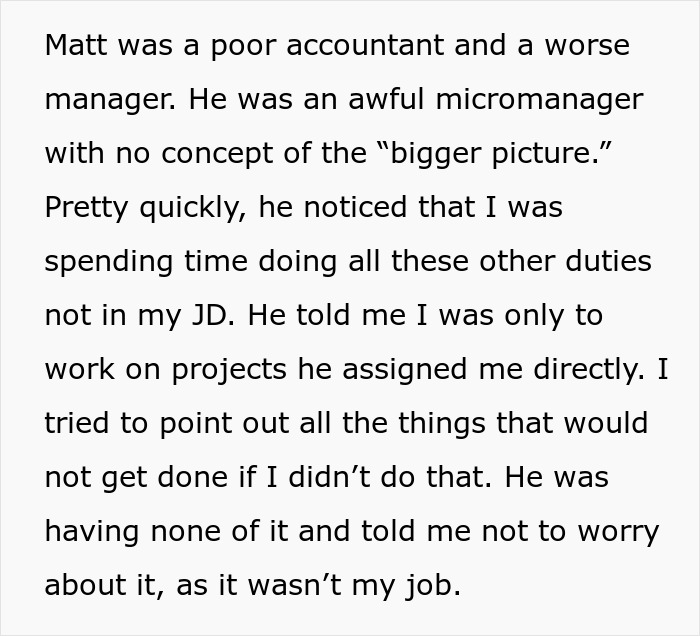 Text about an entitled boss micromanaging staff and causing inefficiencies in the company's structure. Text about an entitled boss micromanaging staff and causing inefficiencies in the company's structure.