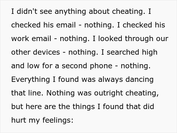 Text description discussing emails and devices, related to a "work wife" affecting a relationship.