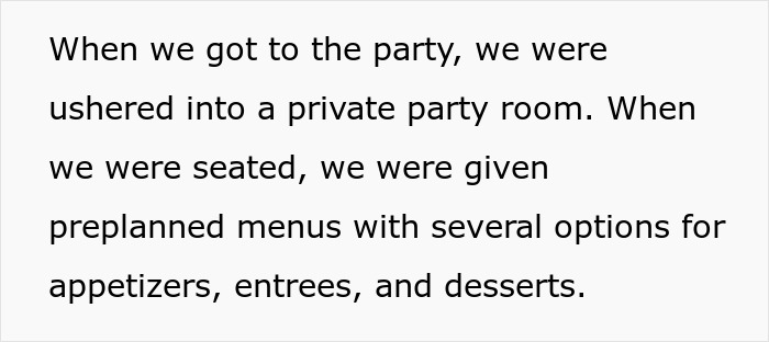 Party guests face a financial nightmare with unexpected $200 bill at a fancy dinner, preplanned menu options described. Party guests face a financial nightmare with unexpected $200 bill at a fancy dinner, preplanned menu options described.