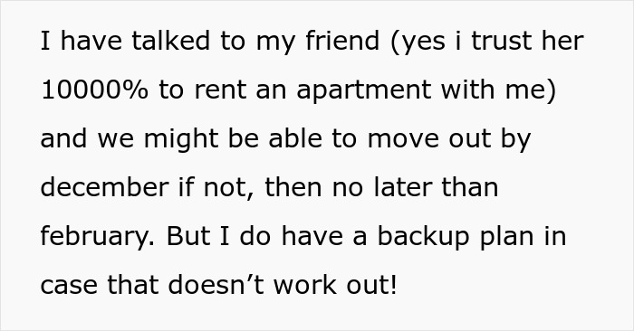 Text expressing a backup plan after parents volunteer daughter as babysitter without asking her first.