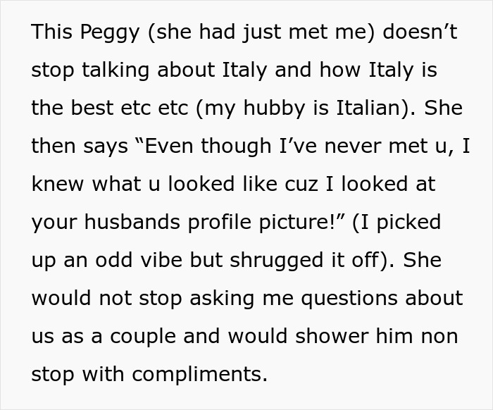 Text message reveals wife's unease about husband's coworker's gifts and excessive interest in their relationship. Text message reveals wife's unease about husband's coworker's gifts and excessive interest in their relationship.
