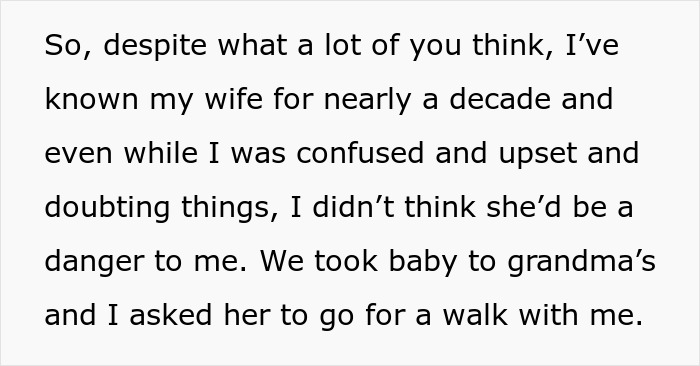 Text describing husband's shock about wife's behavior over nearly a decade.