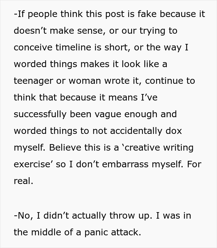 Text describing a husband's shock upon discovering his wife's nine-year secret obsession with his ex, mimicking her appearance.