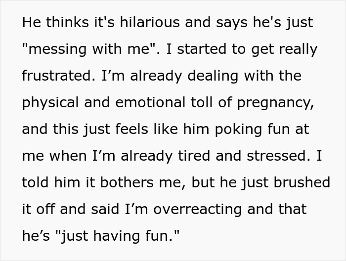 Text from frustrated wife about husband bothering her at pregnancy appointments.