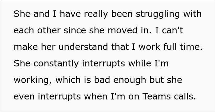 Text about a woman struggling with her MIL interrupting her work at home. Text about a woman struggling with her MIL interrupting her work at home.