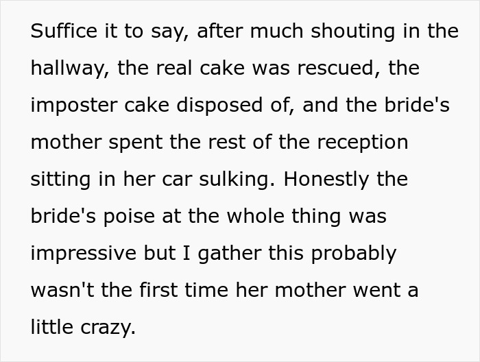 Text about MIL causing a scene at a wedding reception, resulting in shouting and sulking in a car. Text about MIL causing a scene at a wedding reception, resulting in shouting and sulking in a car.