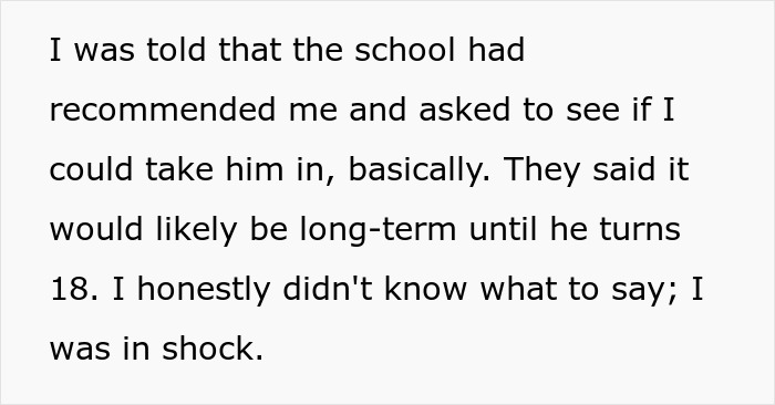 Text about a single dad's dilemma on taking in his son's best friend after school's recommendation.