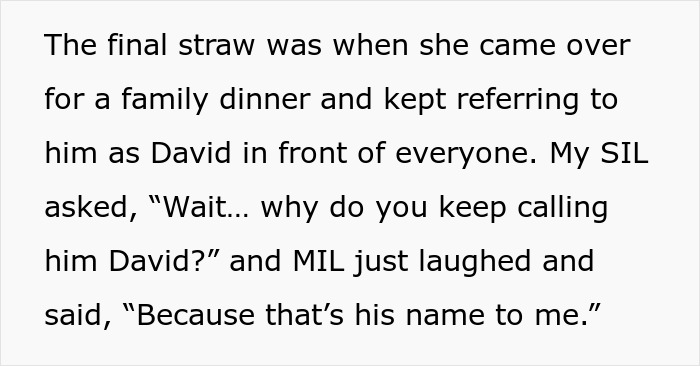 Text conversation about MIL renaming grandson and causing family tension.