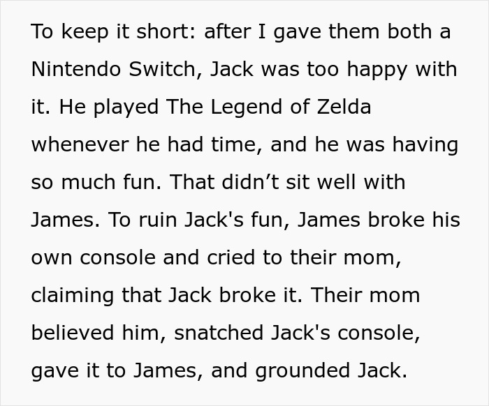 Text about uncle's nephew having gaming issues after brother crosses boundaries.