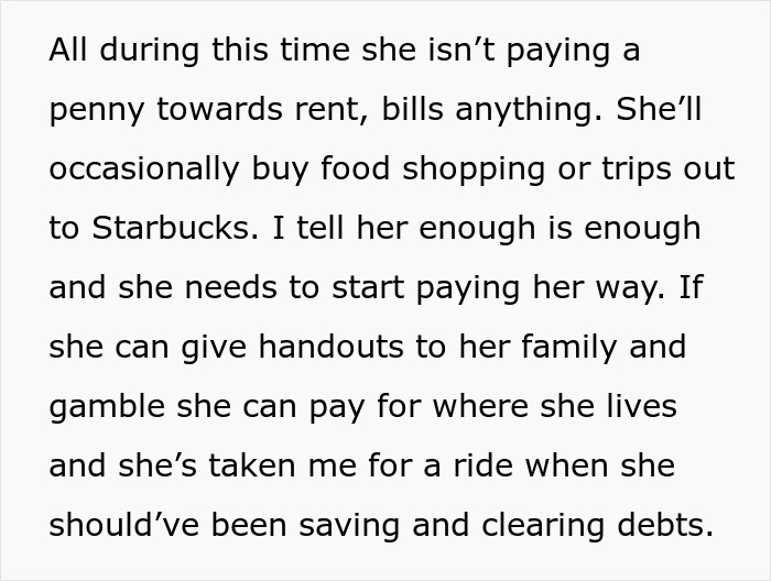 Text about a boyfriend upset that his pregnant girlfriend has funds for family and gambling but not for rent. Text about a boyfriend upset that his pregnant girlfriend has funds for family and gambling but not for rent.
