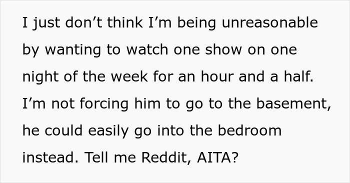 Text discussing a woman watching "RuPaul's Drag Race" and her husband's frustration over the living room usage.