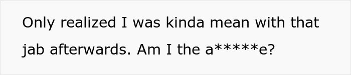 Text reads someone's realization of being mean to a sibling over a parrot preference.