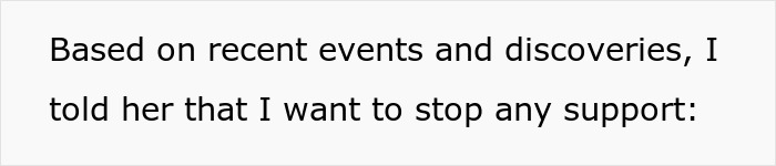 Text about stopping financial support, related to parents always using daughter for money. Text about stopping financial support, related to parents always using daughter for money.