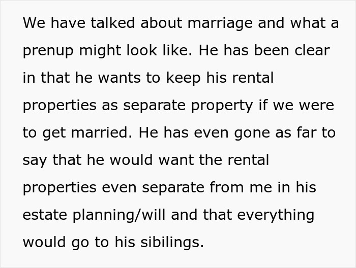 Text about prenup and estate planning, highlighting a partner's exclusion from property and will.