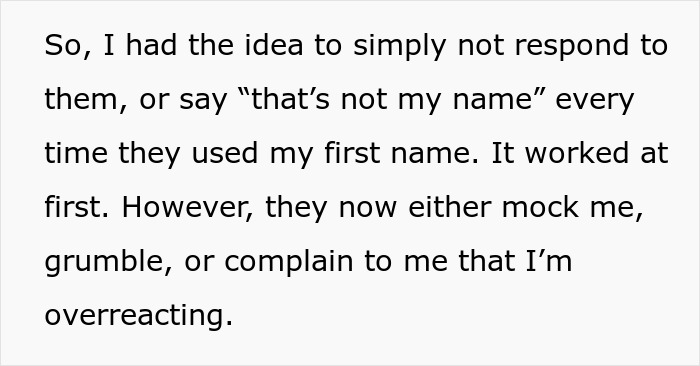 Text about name disagreements and reactions to being called by a disliked name.