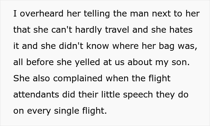 Text about a lady on a plane complaining and shouting about a toddler, overheard by other passengers. Text about a lady on a plane complaining and shouting about a toddler, overheard by other passengers.