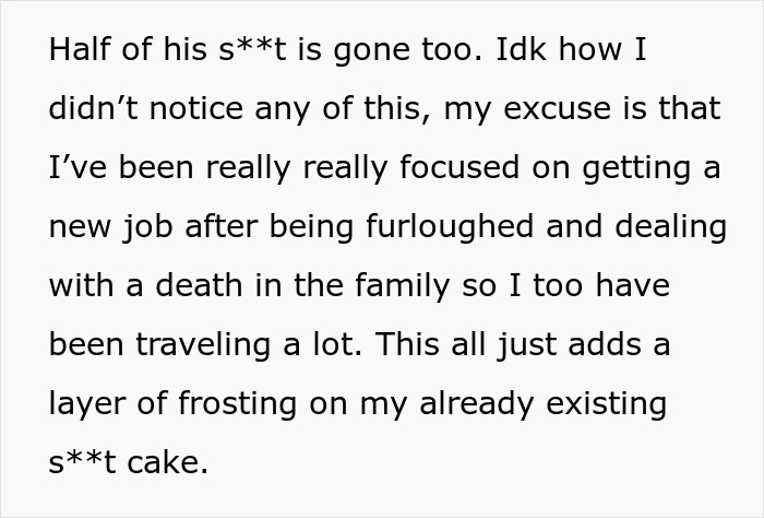 Text about missing items, excuses for not noticing, and dealing with personal challenges related to rent money theft. Text about missing items, excuses for not noticing, and dealing with personal challenges related to rent money theft.