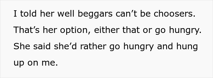 Text discussing an offer for groceries from the Dollar Tree and a resulting disagreement.