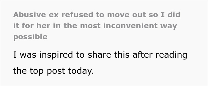 Text describing revenge on toxic girlfriend with story about an ex refusing to move out.