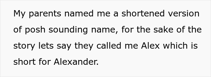 Text describing a student named Alex, short for Alexander, discussing shortened names.