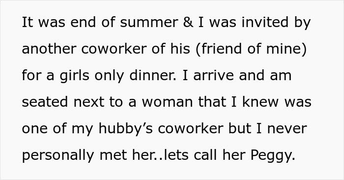 Text about a husband’s coworker leading to wife feeling creeped out. Text about a husband’s coworker leading to wife feeling creeped out.