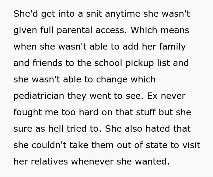 Text discussing stepmom's frustration over parental access restrictions and lack of bonding with her partner's kids. Text discussing stepmom's frustration over parental access restrictions and lack of bonding with her partner's kids.