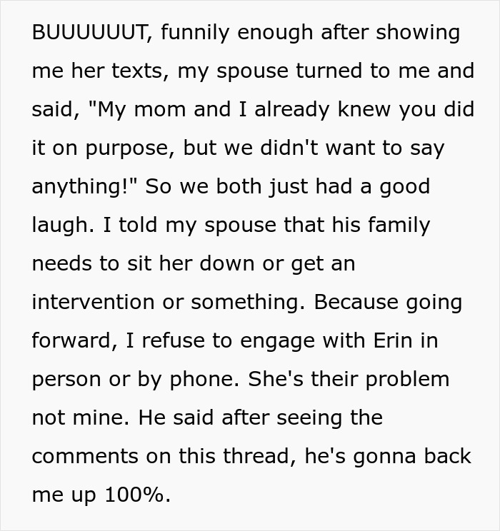 Text conversation about dealing with a family issue, mentioning a spouse and intervention. Text conversation about dealing with a family issue, mentioning a spouse and intervention.