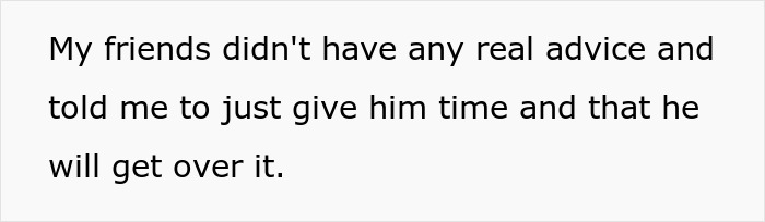 Text about friends giving advice after a woman's joke leads to a husband's drastic reaction.